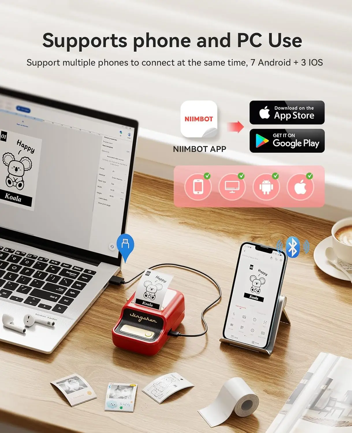 300 dpi Niimbot B21PRO étiqueteuse prix imprimante thermique Portable avec blanc/Transparent/couleur/étiquettes Photo pour boulangerie/affaires – Image 5