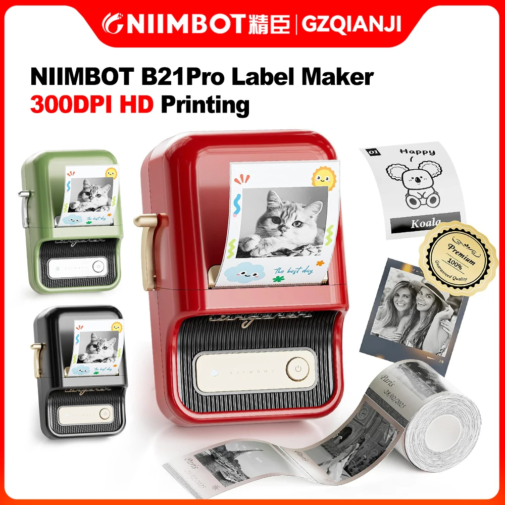 300 dpi Niimbot B21PRO étiqueteuse prix imprimante thermique Portable avec blanc/Transparent/couleur/étiquettes Photo pour boulangerie/affaires