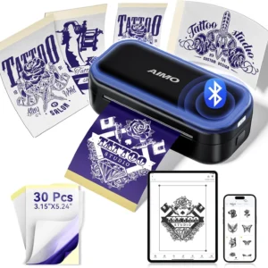 Imprimante de pochoirs de tatouage AIMO MR3 Mini imprimante de tatouage thermique sans fil avec 30 pièces papier de transfert de tatouage artiste de tatouage