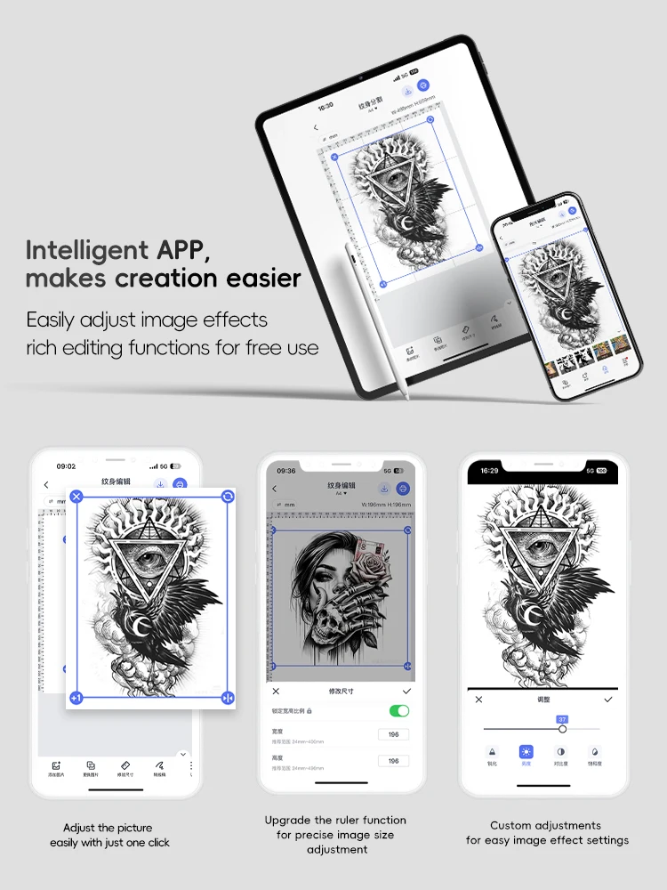 Imprimante de pochoirs de tatouage AIMO MR3 Mini imprimante de tatouage thermique sans fil avec 30 pièces papier de transfert de tatouage artiste de tatouage – Image 5